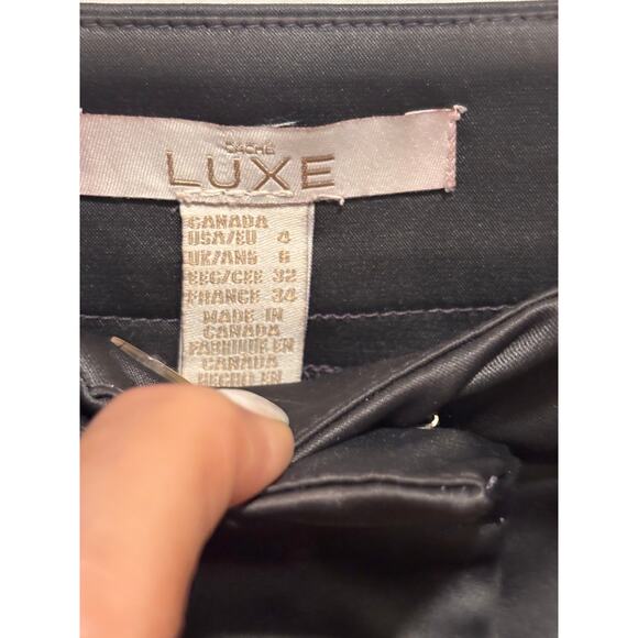 Cache LUXE Dark Gray Satin Lined Dress Pant Wide Leg Size 4/6 Flat Front $148 - Picture 7 of 9